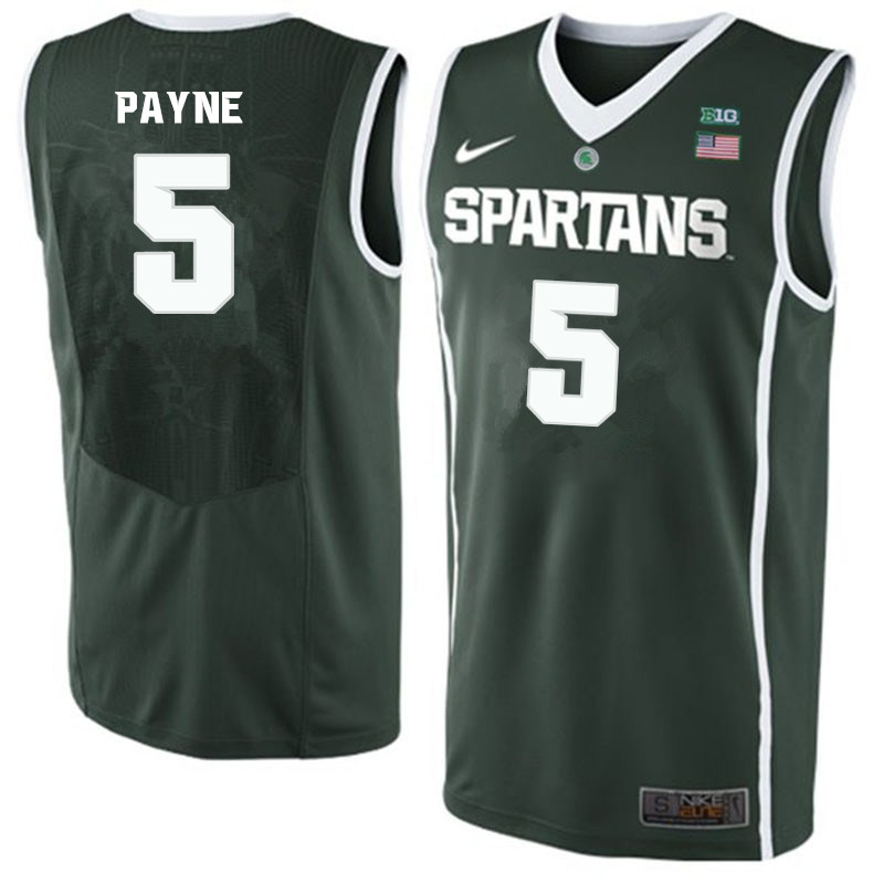 Men #5 Adreian Payne Michigan State Spartans College Basketball Jerseys-Green